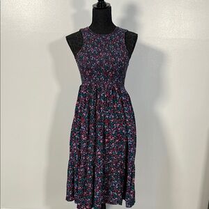 J. Crew Floral Midi Dress - Blue and Pink Petite Medium